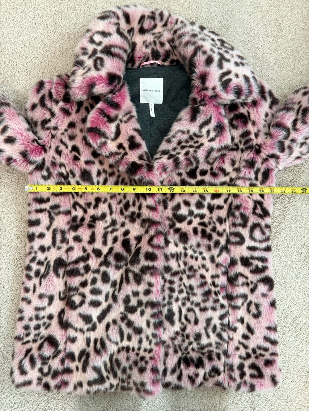 Avec Les Filles Pink Leopard Faux Fur Teddy Coat Anthro Women's Size Med - Picture 12 of 12